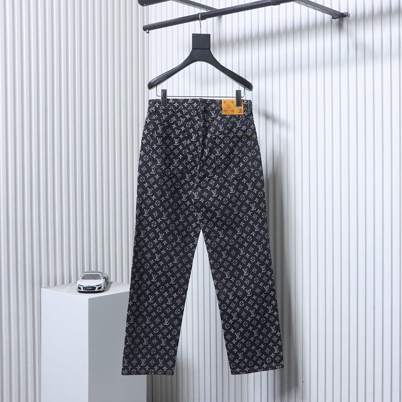 LOUIS VUITTON Allover Print Set Denim Short Sleeve T-Shirt
