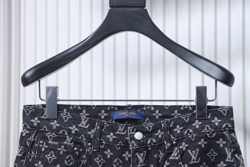LOUIS VUITTON Allover Print Set Denim Short Sleeve T-Shirt