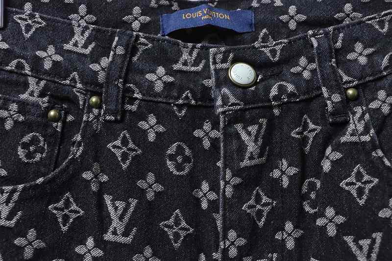 LOUIS VUITTON Allover Print Set Denim Short Sleeve T-Shirt