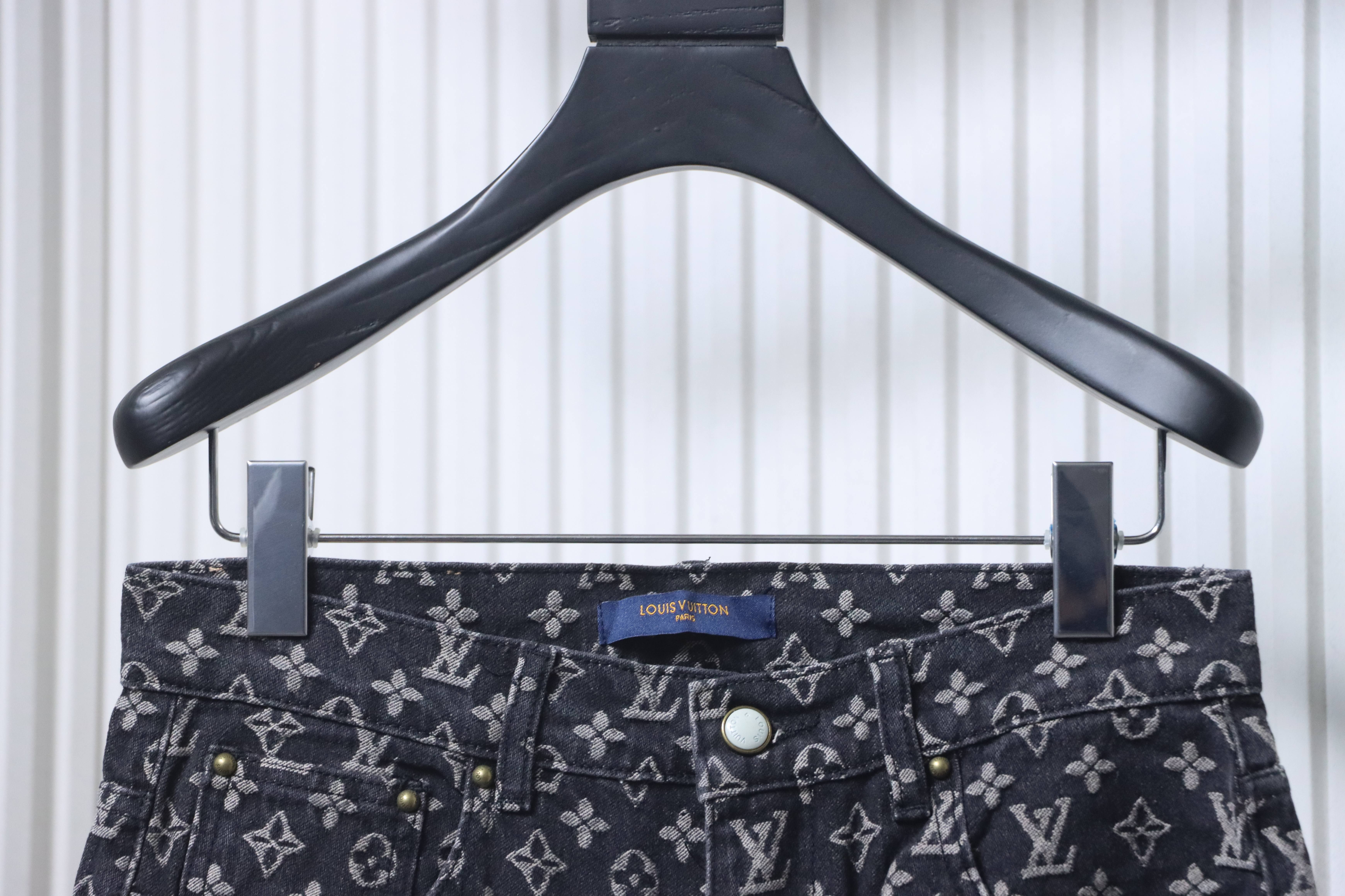 LOUIS VUITTON Allover Print Set Denim Short Sleeve T-Shirt