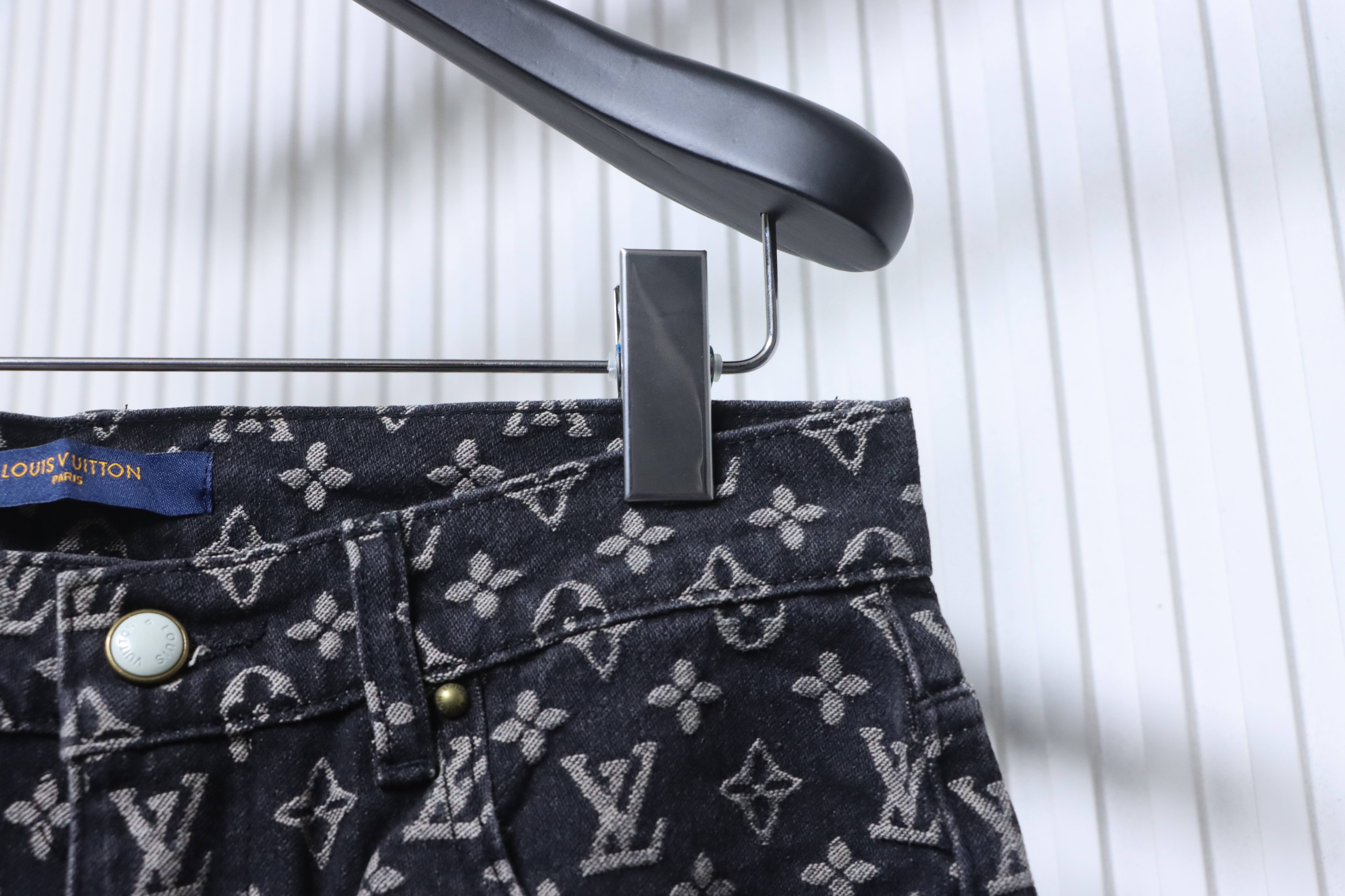 LOUIS VUITTON Allover Print Set Denim Short Sleeve T-Shirt