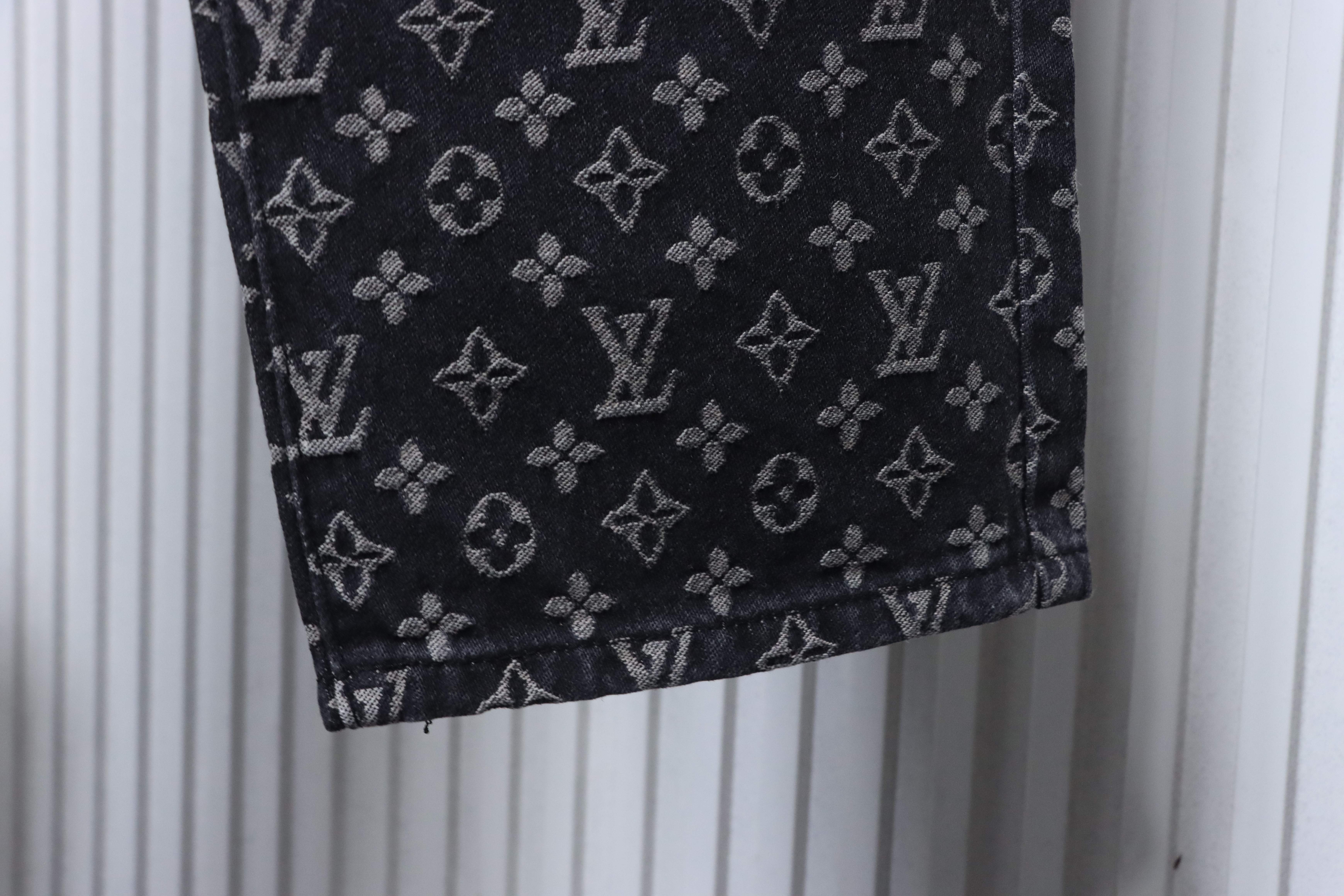 LOUIS VUITTON Allover Print Set Denim Short Sleeve T-Shirt