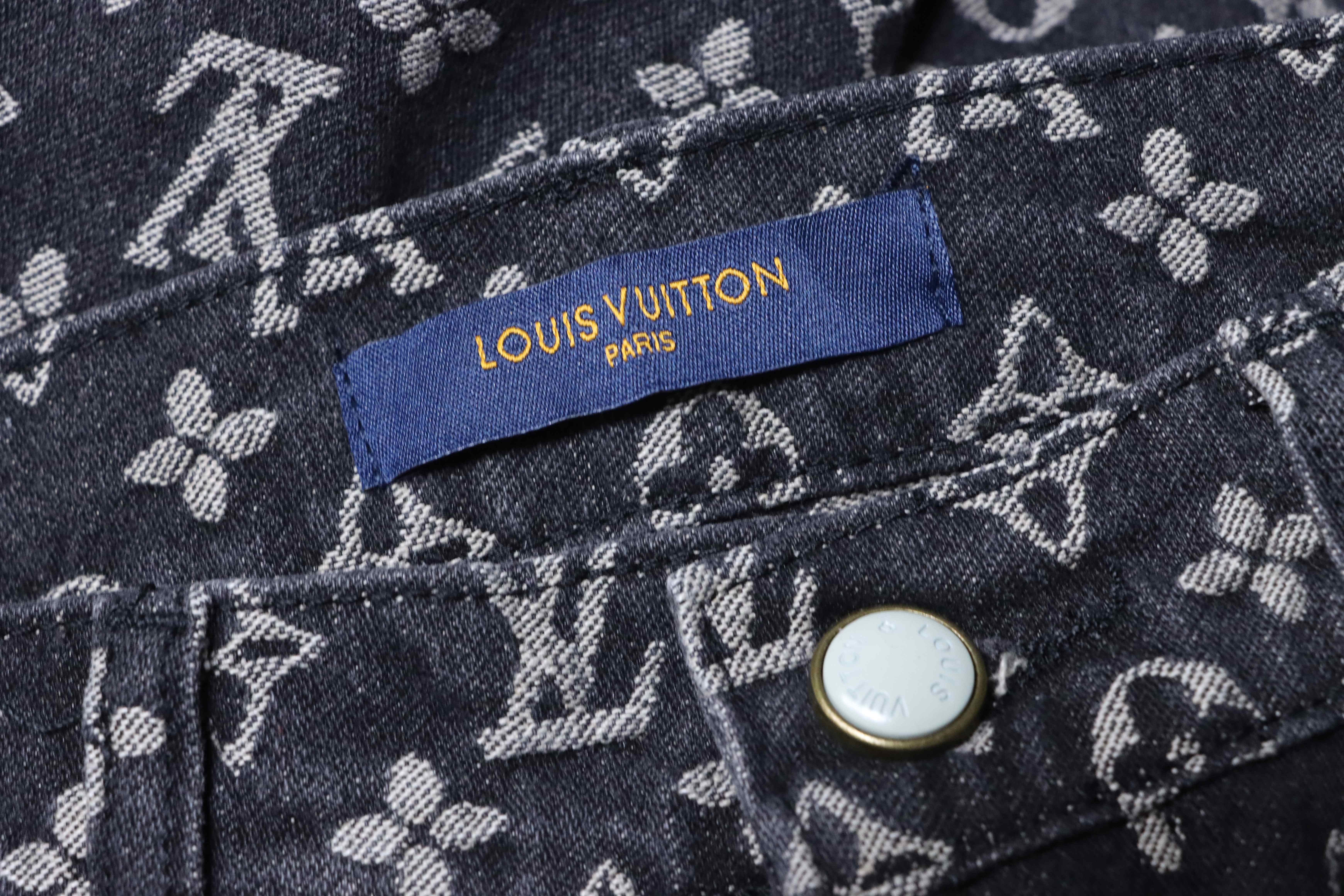 LOUIS VUITTON Allover Print Set Denim Short Sleeve T-Shirt