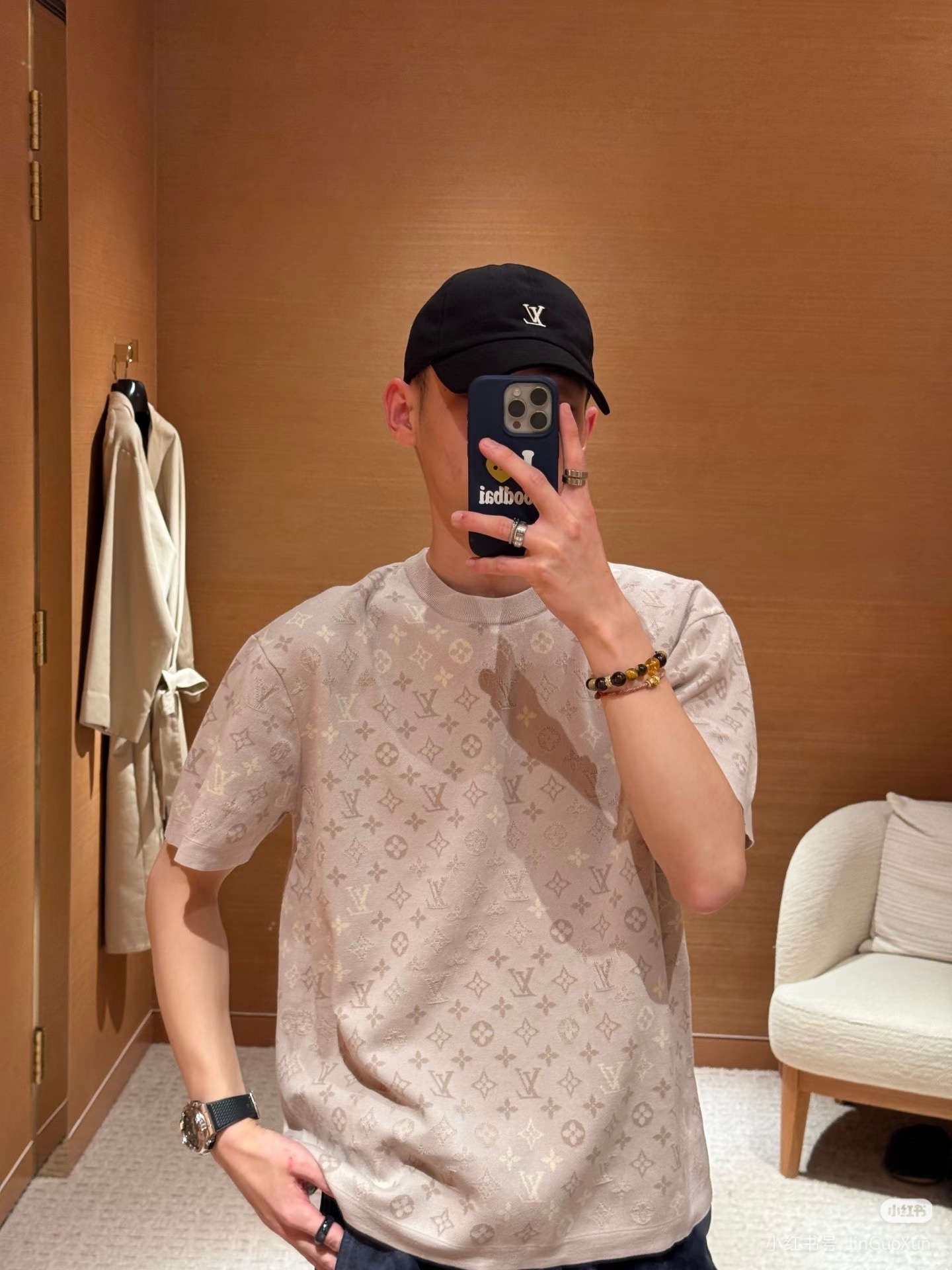 LOUIS VUITTON Allover Print Tonal Pattern Short Sleeve T-Shirt Style 2