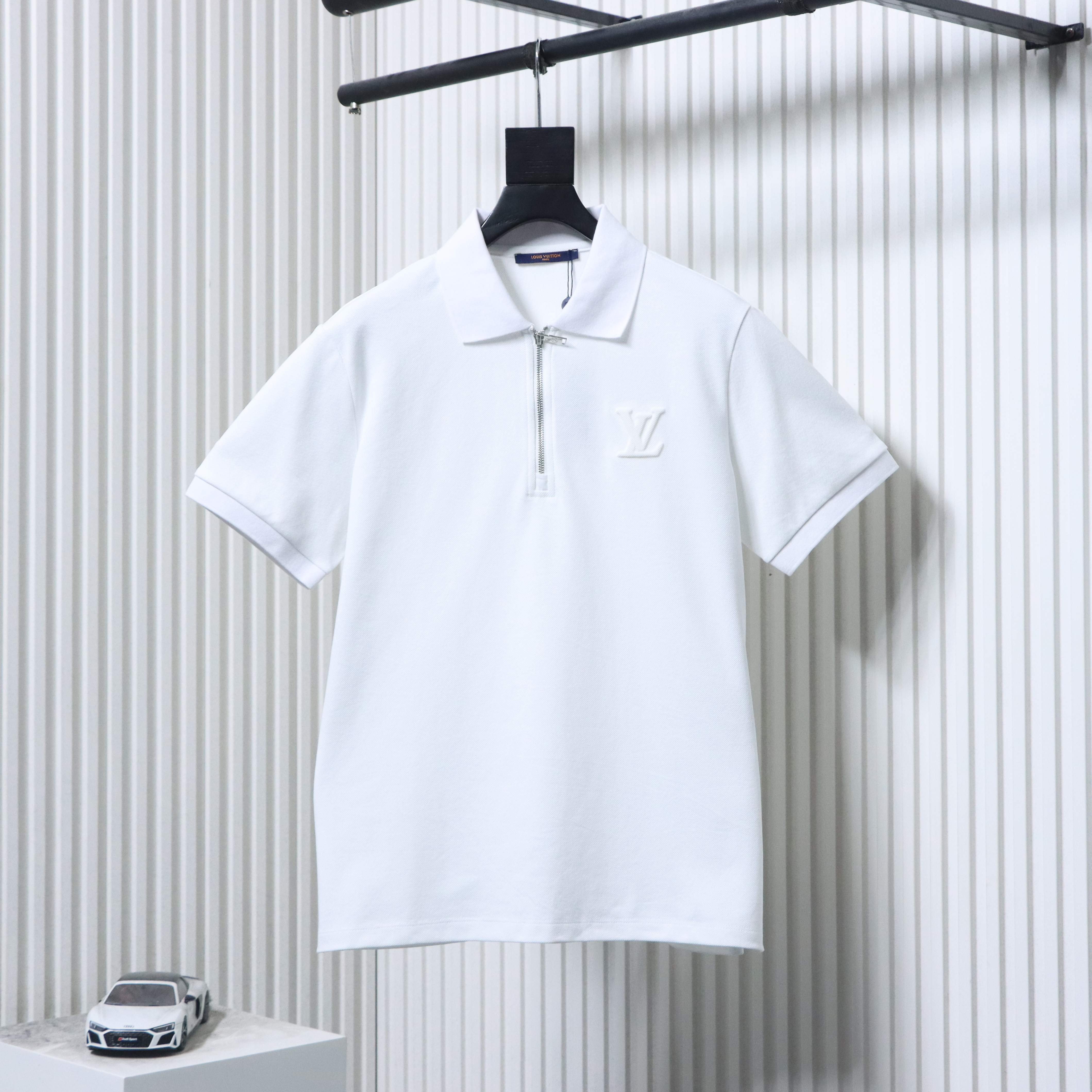 LOUIS VUITTON Black White Short Sleeve Polo Shirt