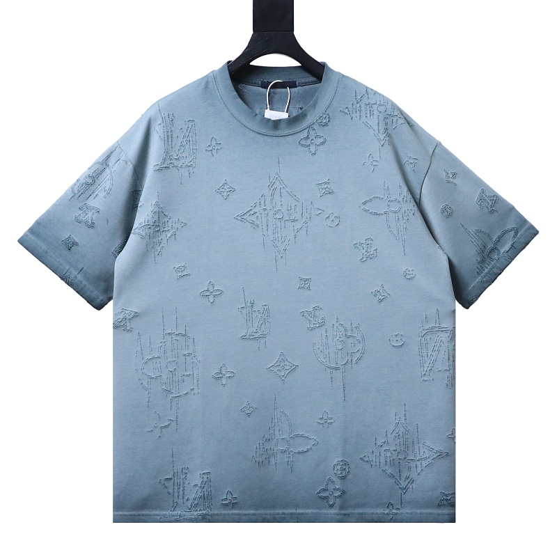 LOUIS VUITTON Burnout Monogram Burnout Washed Vintage Black Dark Gray Short Sleeve T-Shirt
