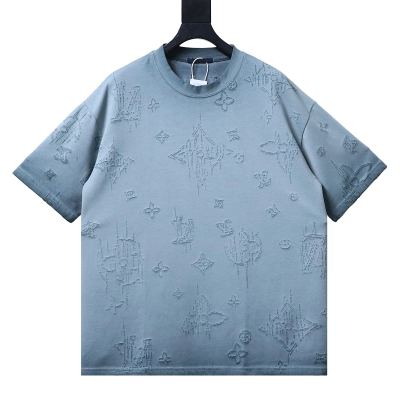 LOUIS VUITTON Burnout Monogram Burnout Washed Vintage Black Dark Gray Short Sleeve T-Shirt 01