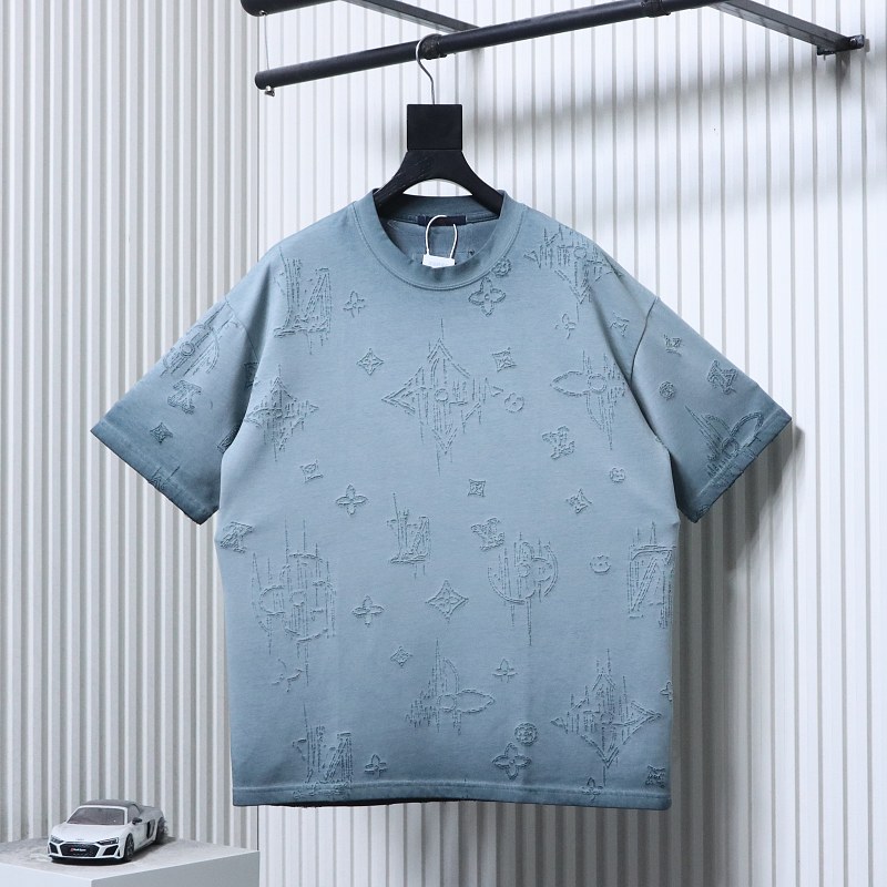 LOUIS VUITTON Burnout Monogram Burnout Washed Vintage Black Dark Gray Short Sleeve T-Shirt