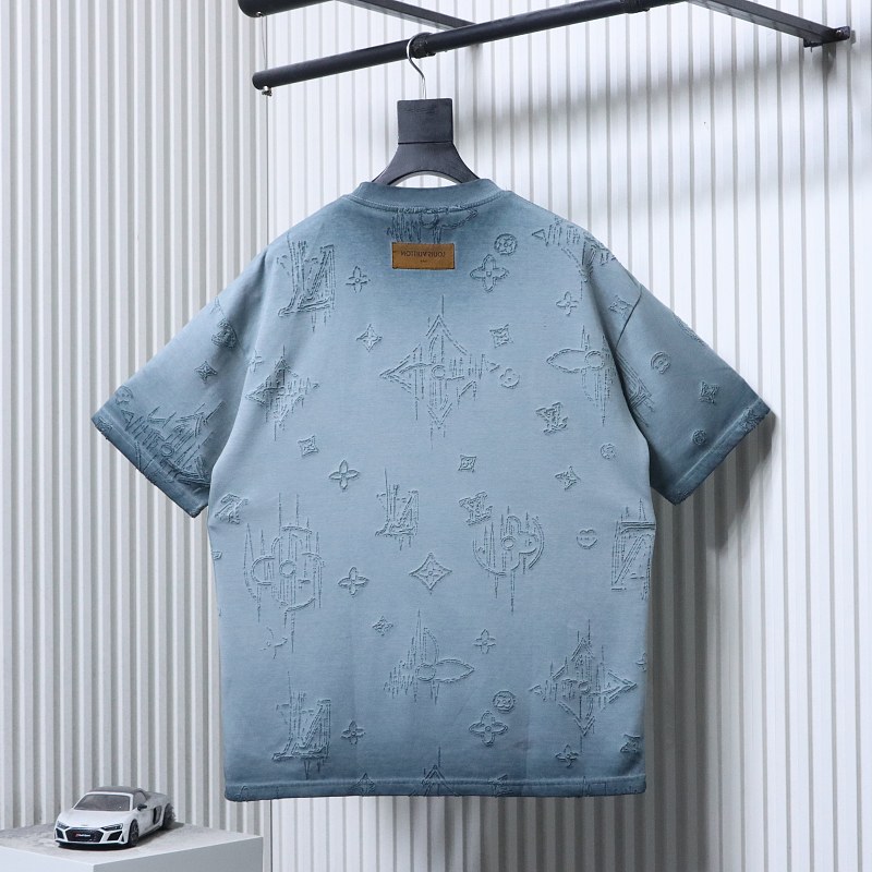LOUIS VUITTON Burnout Monogram Burnout Washed Vintage Black Dark Gray Short Sleeve T-Shirt