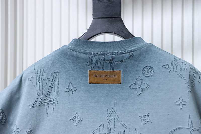 LOUIS VUITTON Burnout Monogram Burnout Washed Vintage Black Dark Gray Short Sleeve T-Shirt
