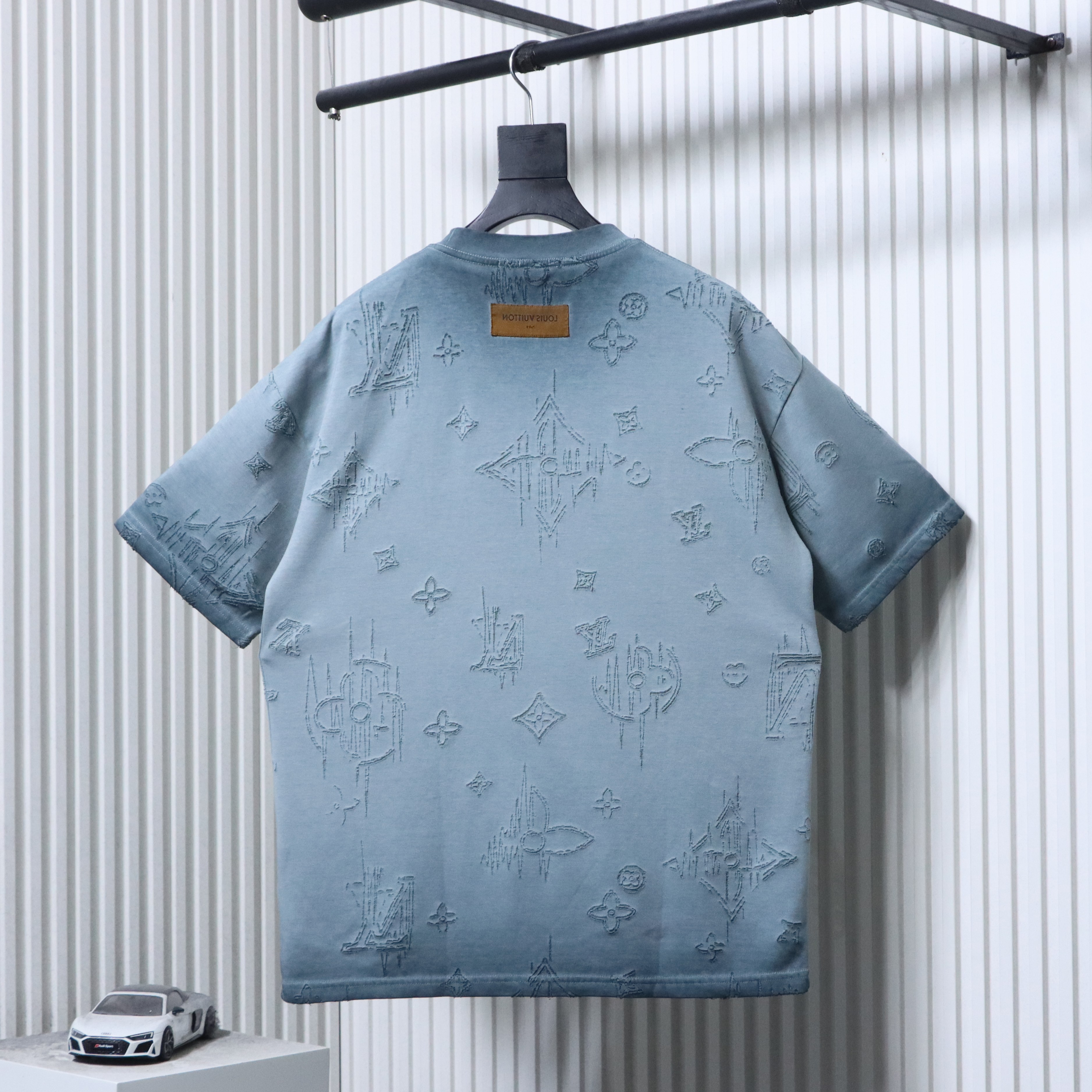 LOUIS VUITTON Burnout Monogram Burnout Washed Vintage Black Dark Gray Short Sleeve T-Shirt