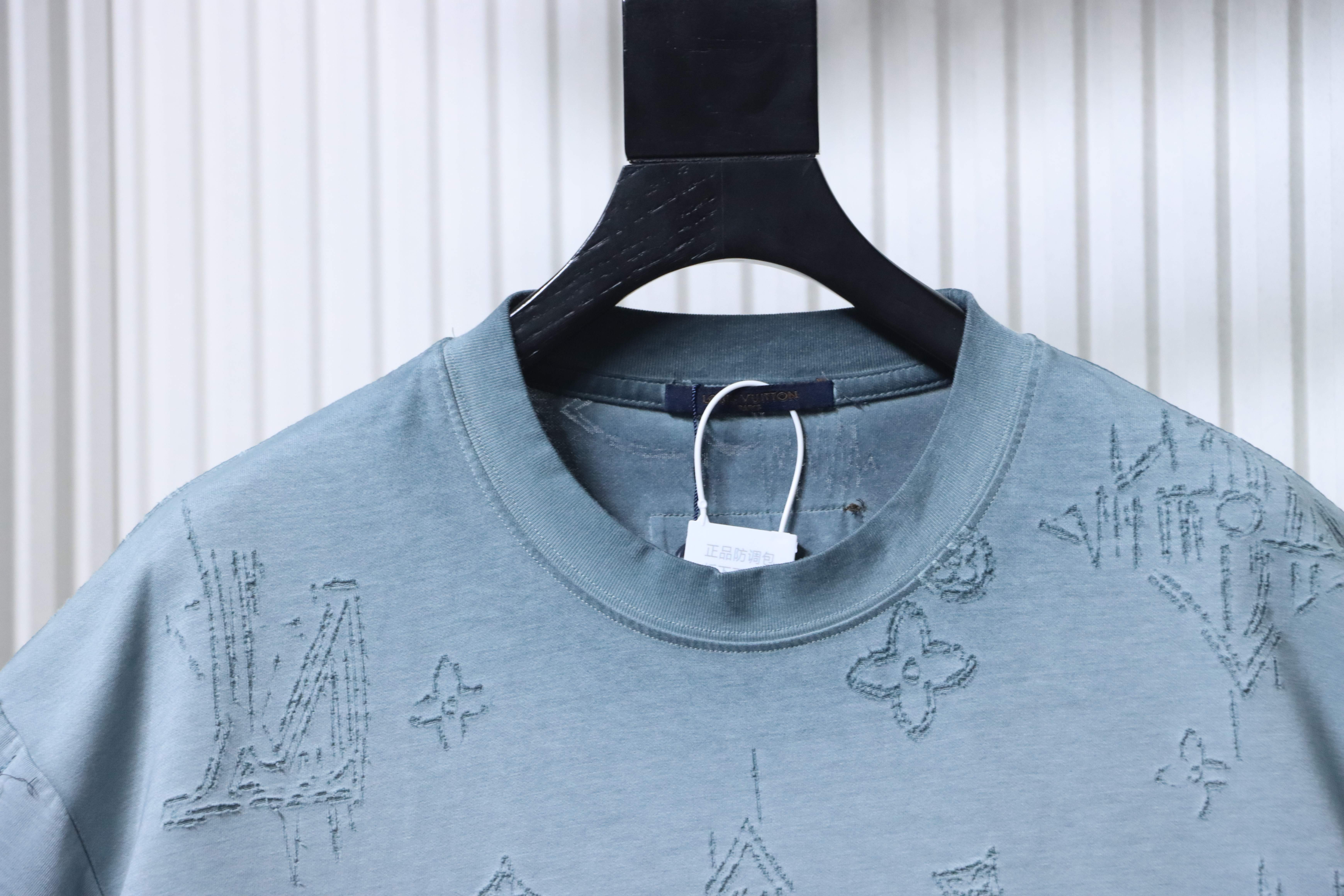 LOUIS VUITTON Burnout Monogram Burnout Washed Vintage Black Dark Gray Short Sleeve T-Shirt