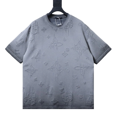 LOUIS VUITTON Burnout Monogram Burnout Washed Vintage Dark Gray Gray Short Sleeve T-Shirt 01