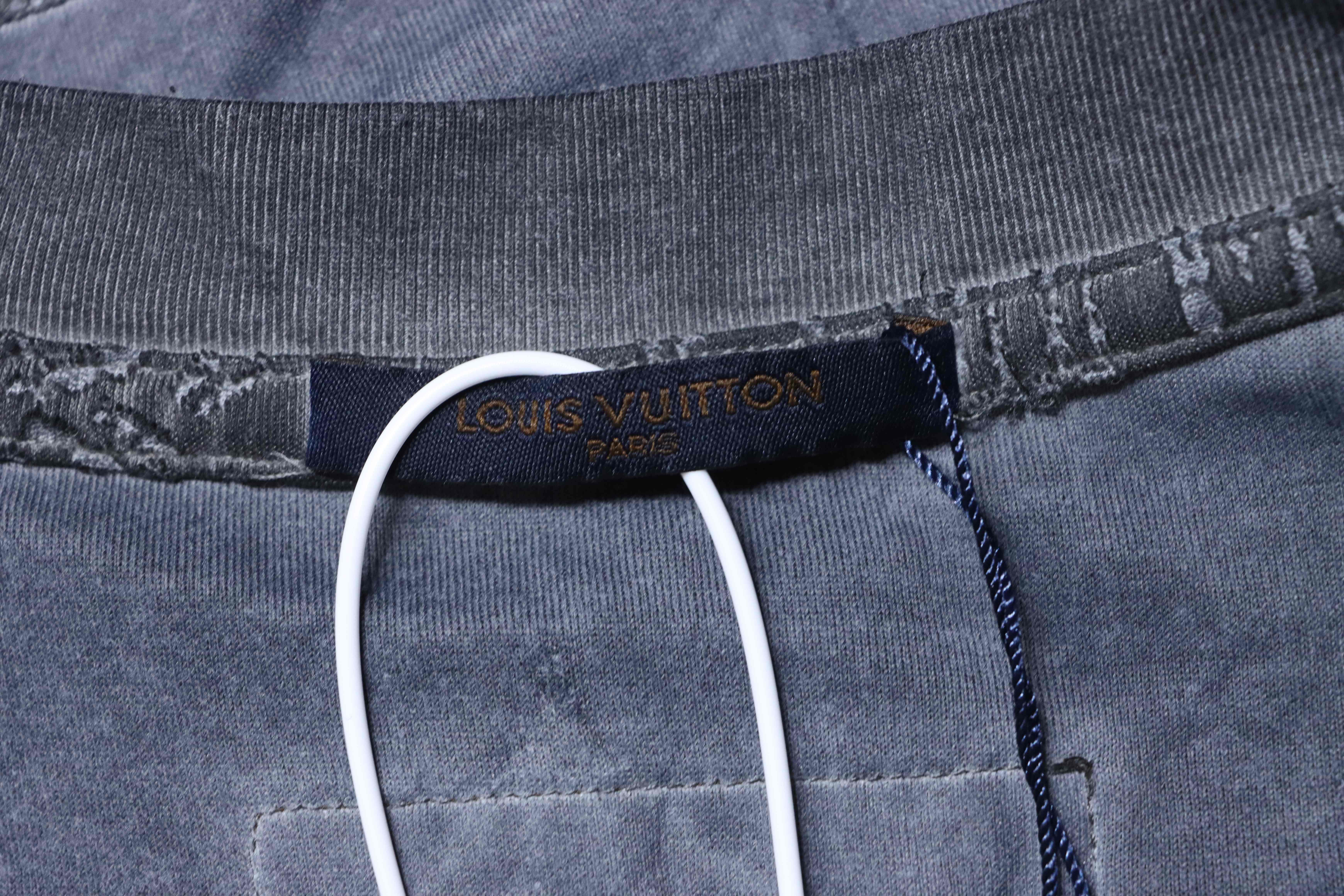 LOUIS VUITTON Burnout Monogram Burnout Washed Vintage Dark Gray Gray Short Sleeve T-Shirt