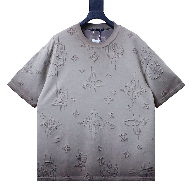 LOUIS VUITTON Burnout Monogram Burnout Washed Vintage Dark Gray Light Gray Short Sleeve T-Shirt