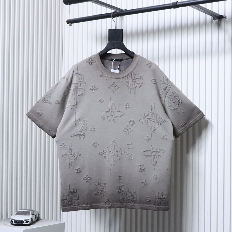 LOUIS VUITTON Burnout Monogram Burnout Washed Vintage Dark Gray Light Gray Short Sleeve T-Shirt