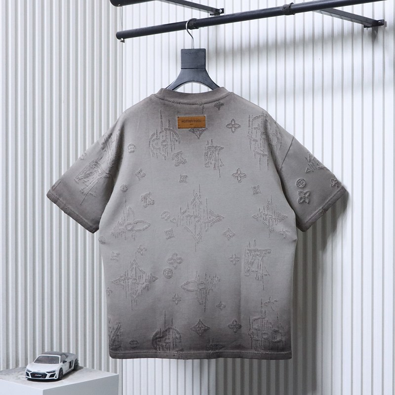 LOUIS VUITTON Burnout Monogram Burnout Washed Vintage Dark Gray Light Gray Short Sleeve T-Shirt