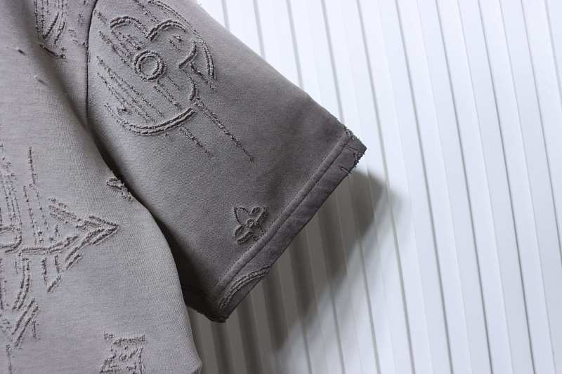 LOUIS VUITTON Burnout Monogram Burnout Washed Vintage Dark Gray Light Gray Short Sleeve T-Shirt
