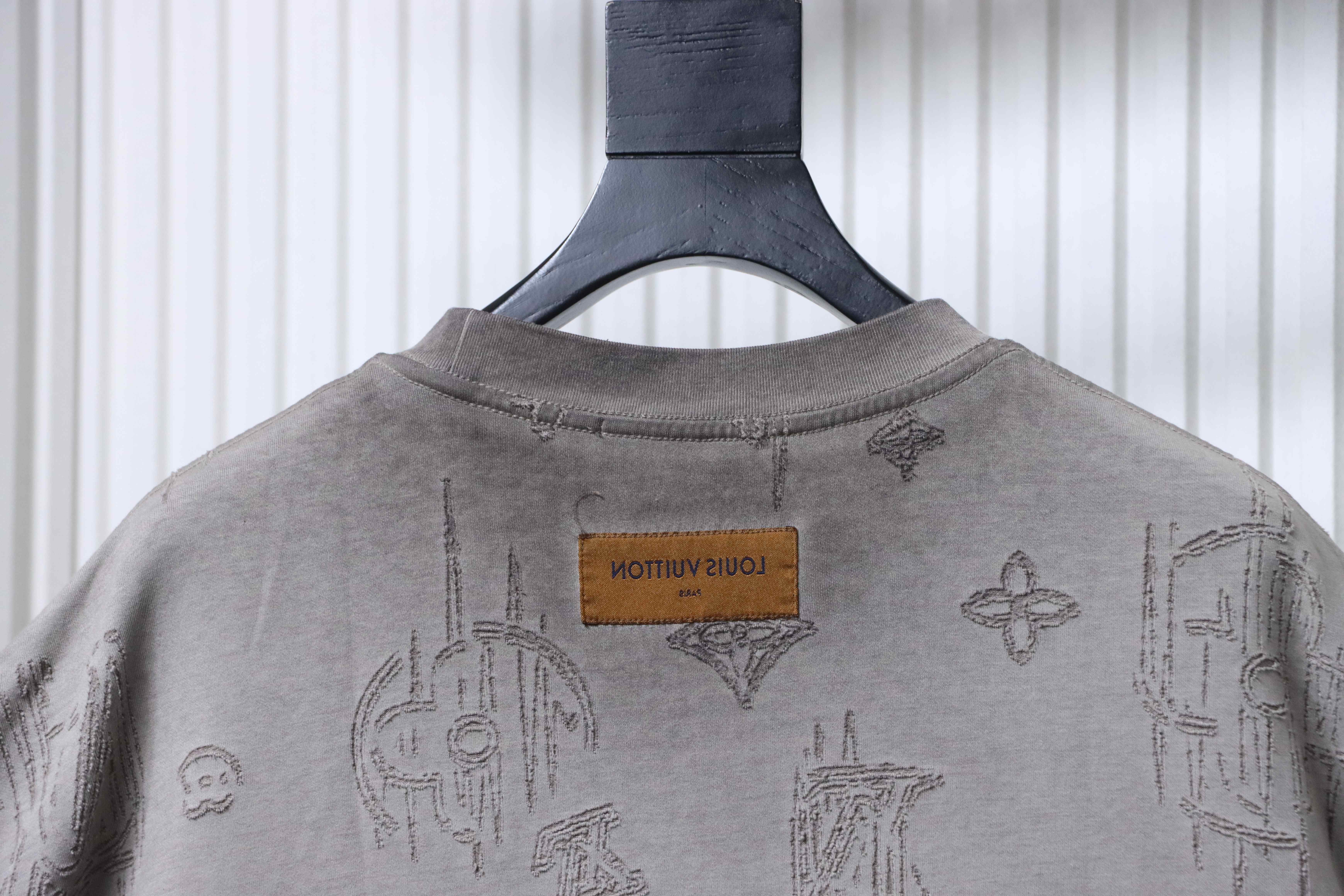 LOUIS VUITTON Burnout Monogram Burnout Washed Vintage Dark Gray Light Gray Short Sleeve T-Shirt
