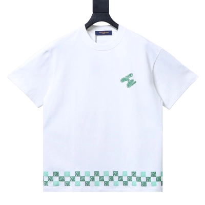 LOUIS VUITTON Checkerboard Cactus Print Black White Short Sleeve T-Shirt 01