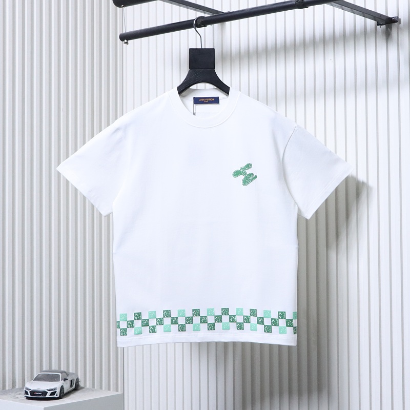 LOUIS VUITTON Checkerboard Cactus Print Black White Short Sleeve T-Shirt