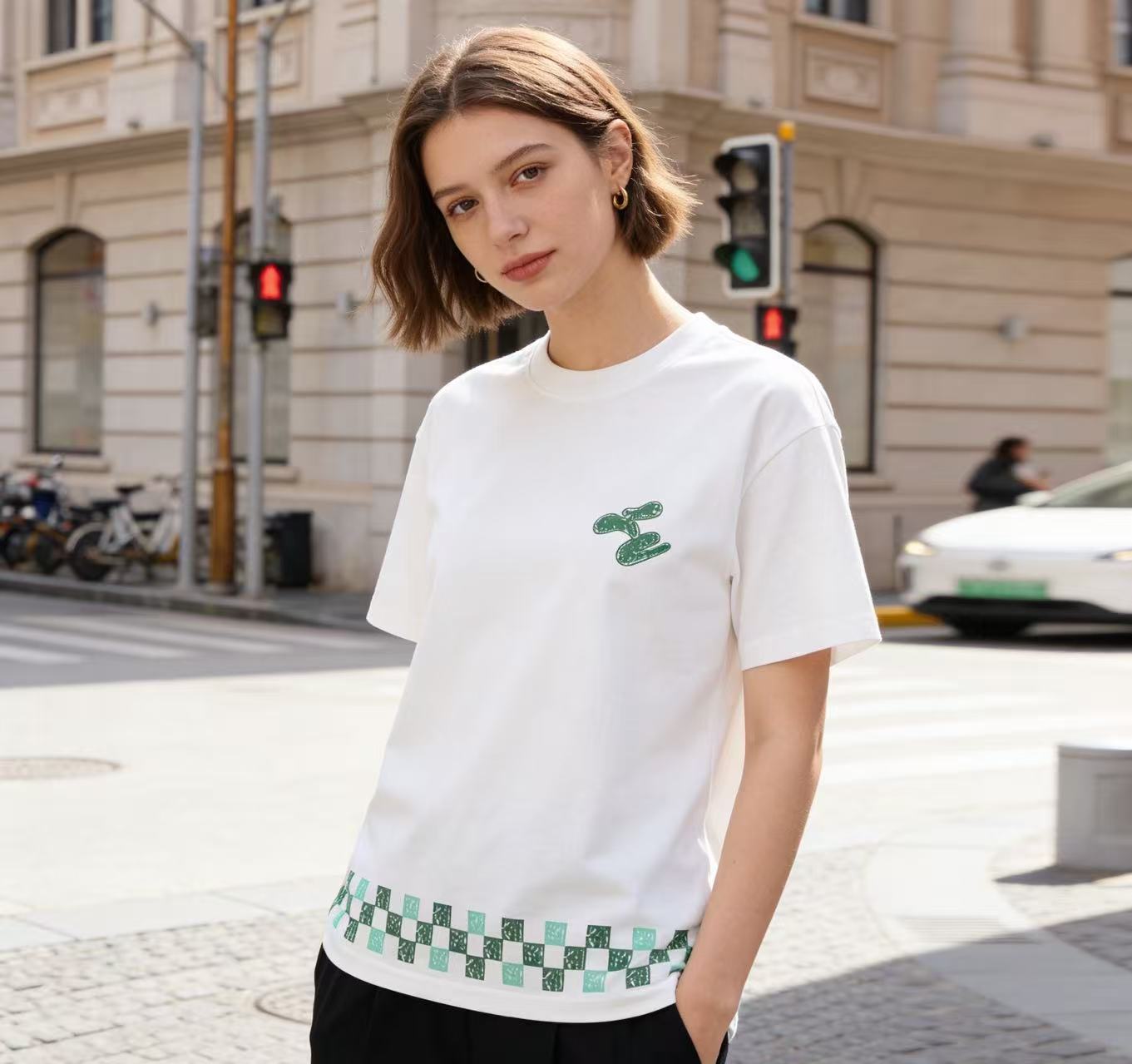 LOUIS VUITTON Checkerboard Cactus Print Black White Short Sleeve T-Shirt