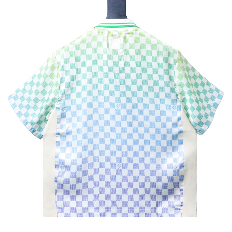 LOUIS VUITTON Checkerboard Collar Gradient Short Sleeve Shirt