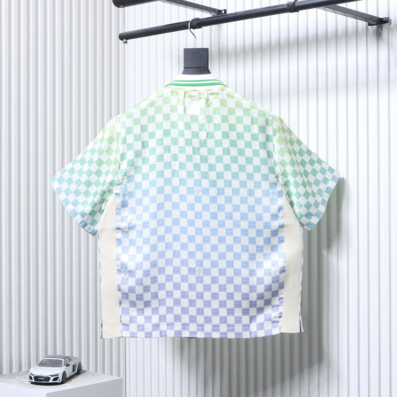 LOUIS VUITTON Checkerboard Collar Gradient Short Sleeve Shirt