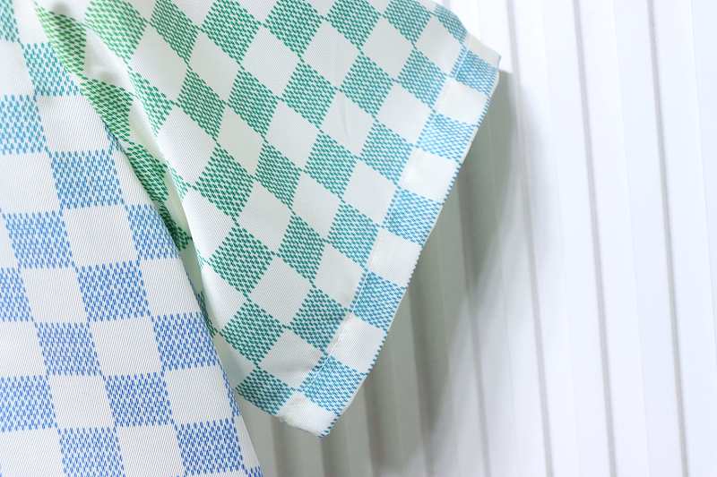 LOUIS VUITTON Checkerboard Collar Gradient Short Sleeve Shirt