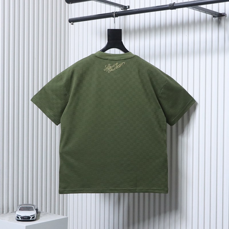 LOUIS VUITTON Checkerboard Embroidery Black Short Sleeve T-Shirt