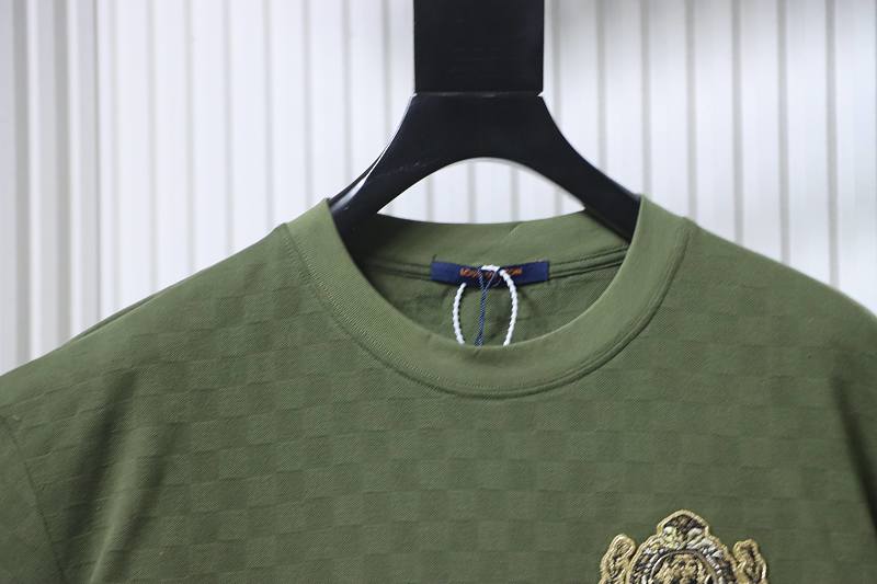 LOUIS VUITTON Checkerboard Embroidery Black Short Sleeve T-Shirt