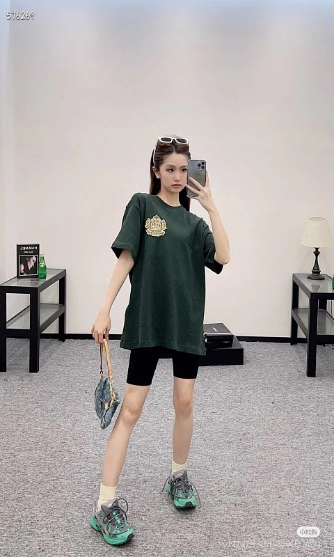 LOUIS VUITTON Checkerboard Embroidery Black Short Sleeve T-Shirt