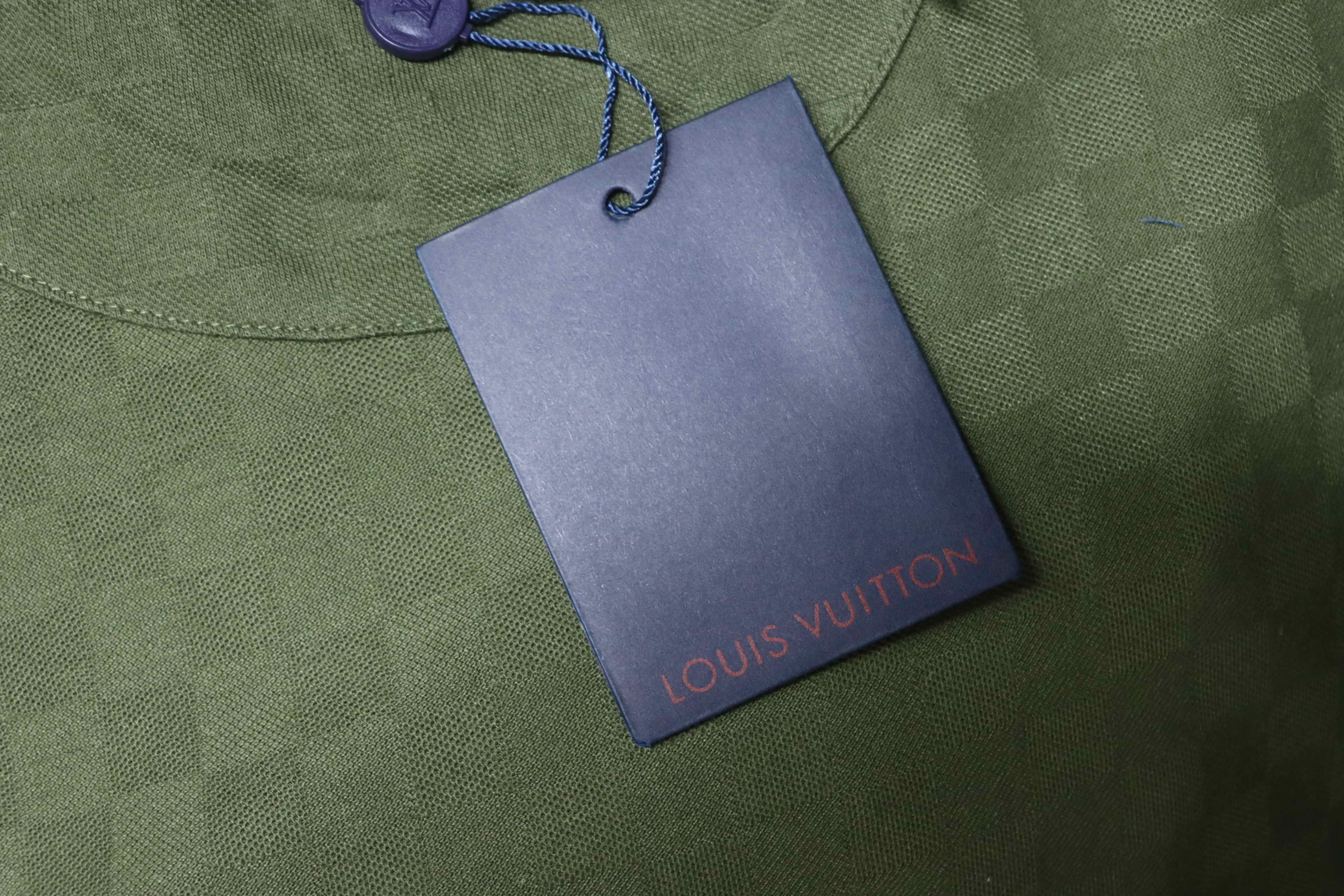 LOUIS VUITTON Checkerboard Embroidery Black Short Sleeve T-Shirt