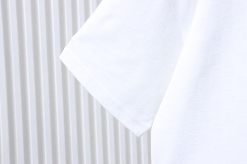 LOUIS VUITTON Checkerboard Embroidery White Short Sleeve T-Shirt