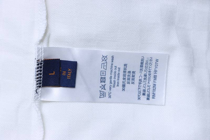 LOUIS VUITTON Checkerboard Embroidery White Short Sleeve T-Shirt