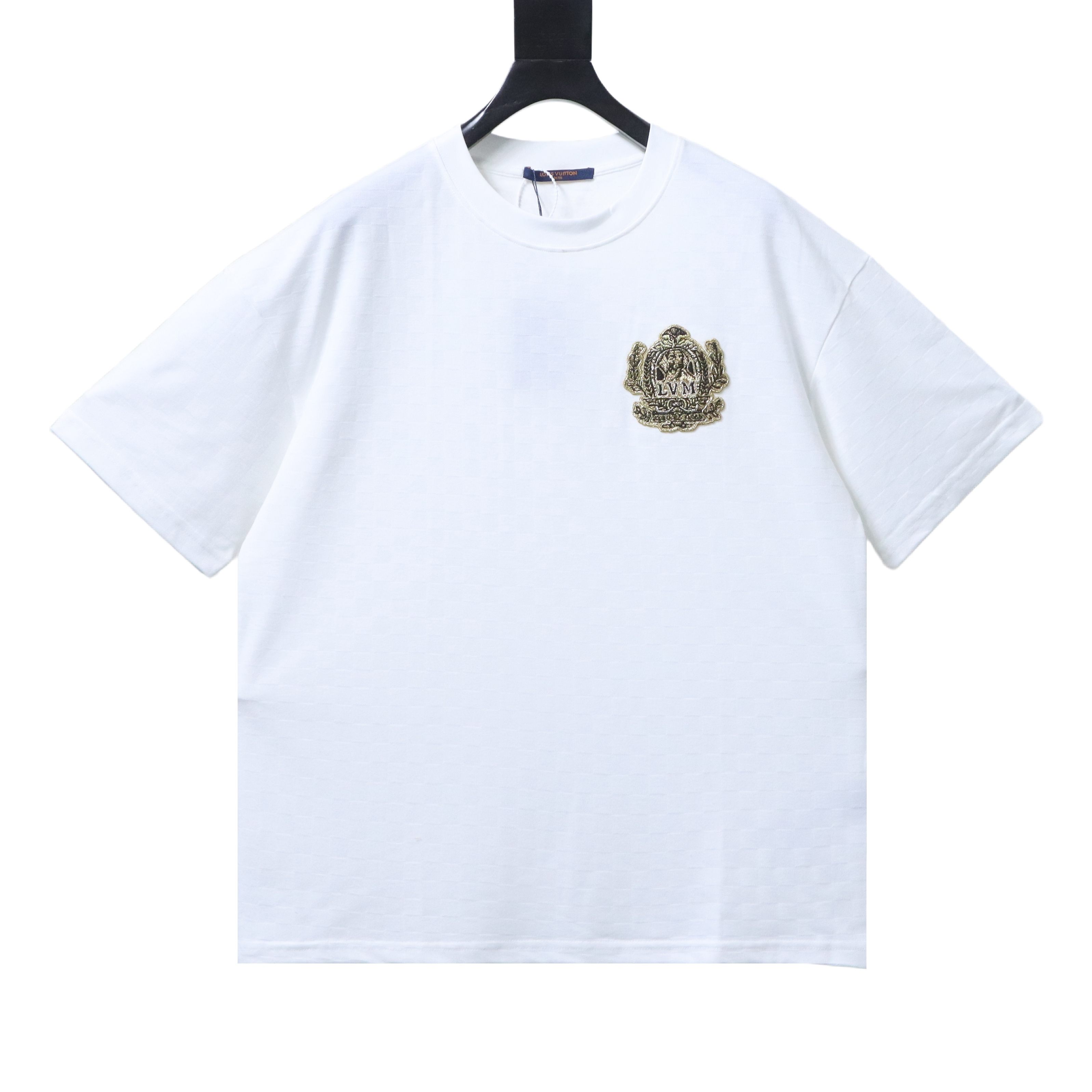 LOUIS VUITTON Checkerboard Embroidery White Short Sleeve T-Shirt