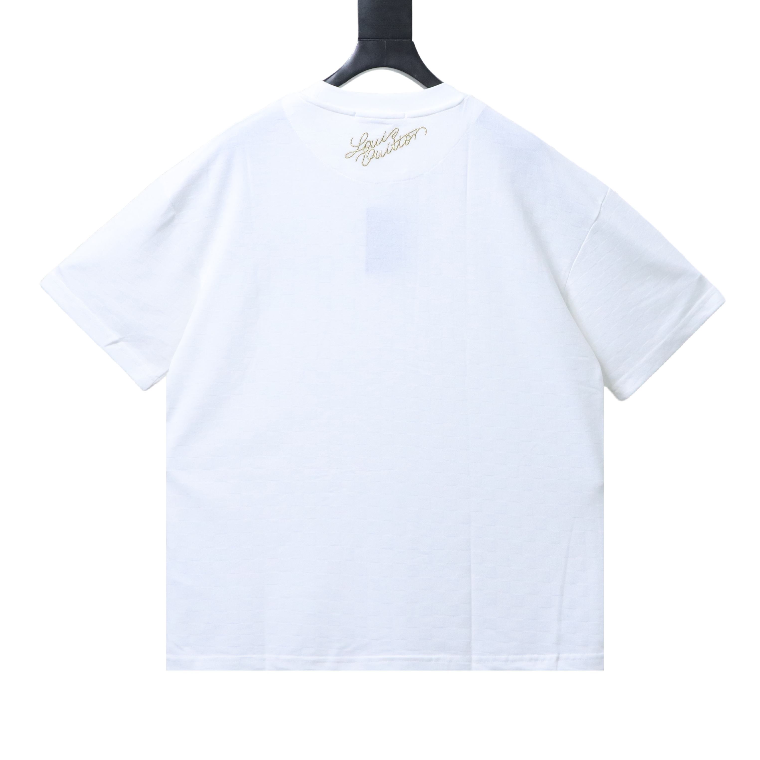 LOUIS VUITTON Checkerboard Embroidery White Short Sleeve T-Shirt