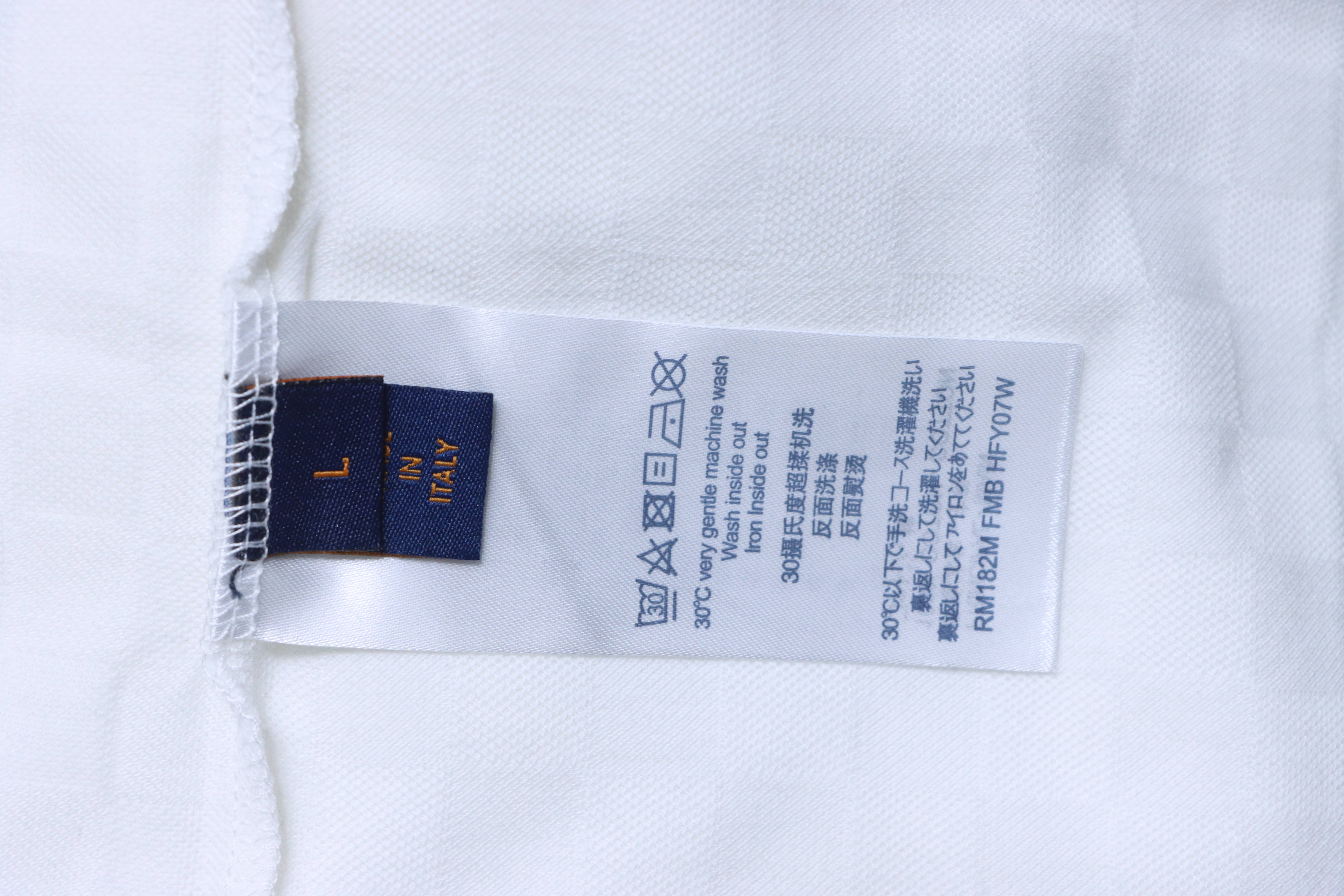 LOUIS VUITTON Checkerboard Embroidery White Short Sleeve T-Shirt
