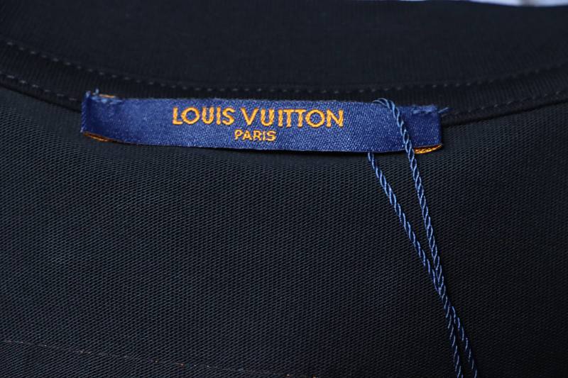 LOUIS VUITTON Chest Black White Short Sleeve T-Shirt