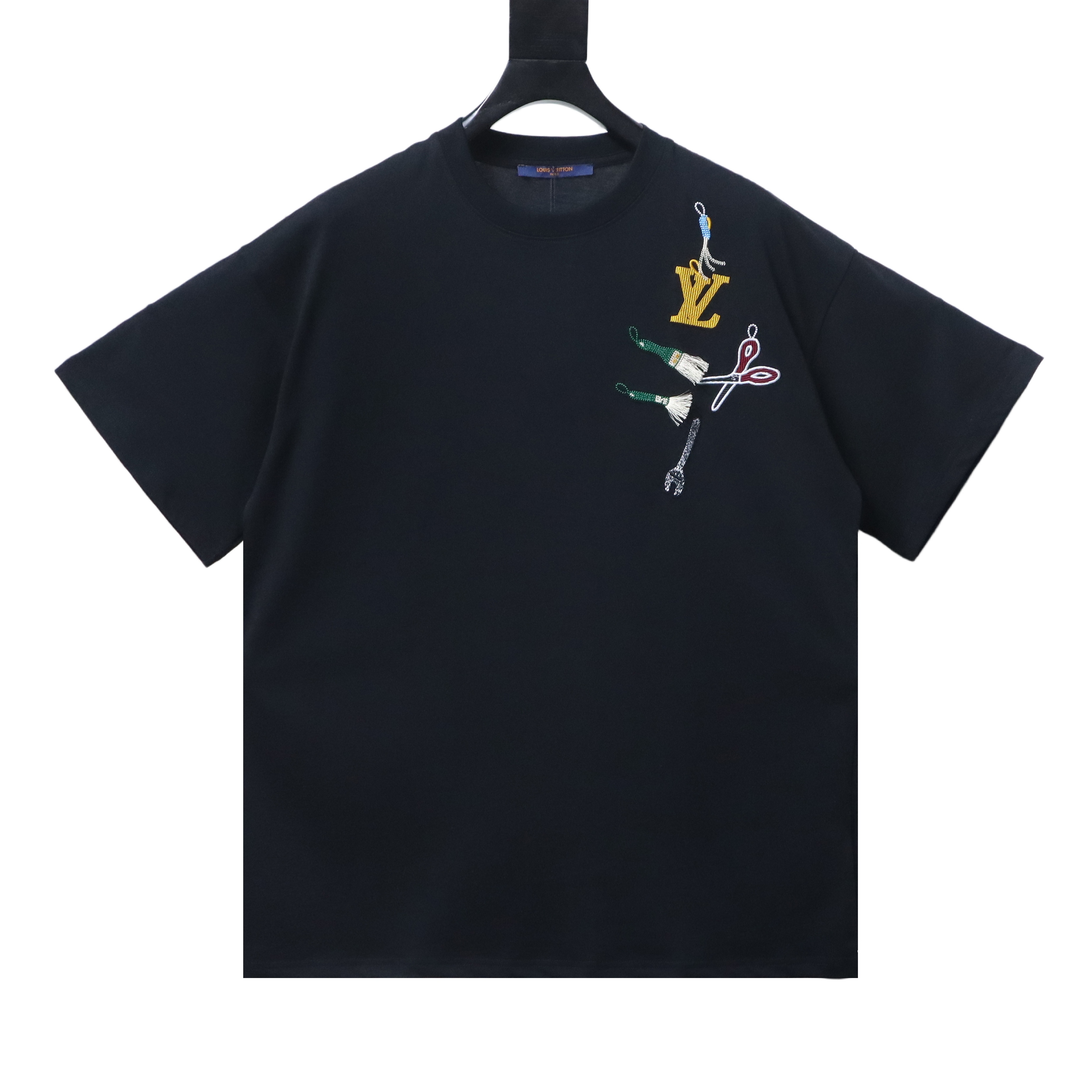 LOUIS VUITTON Chest Black White Short Sleeve T-Shirt