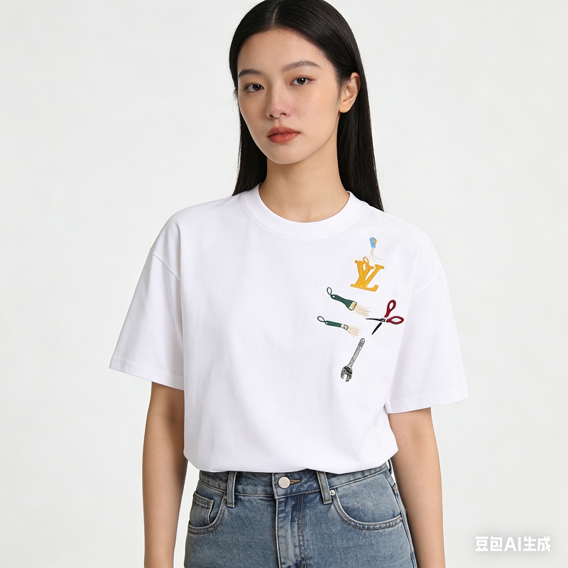 LOUIS VUITTON Chest Short Sleeve T-Shirt Style 2
