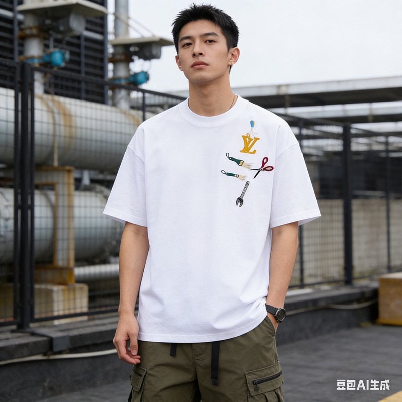 LOUIS VUITTON Chest Short Sleeve T-Shirt Style 2