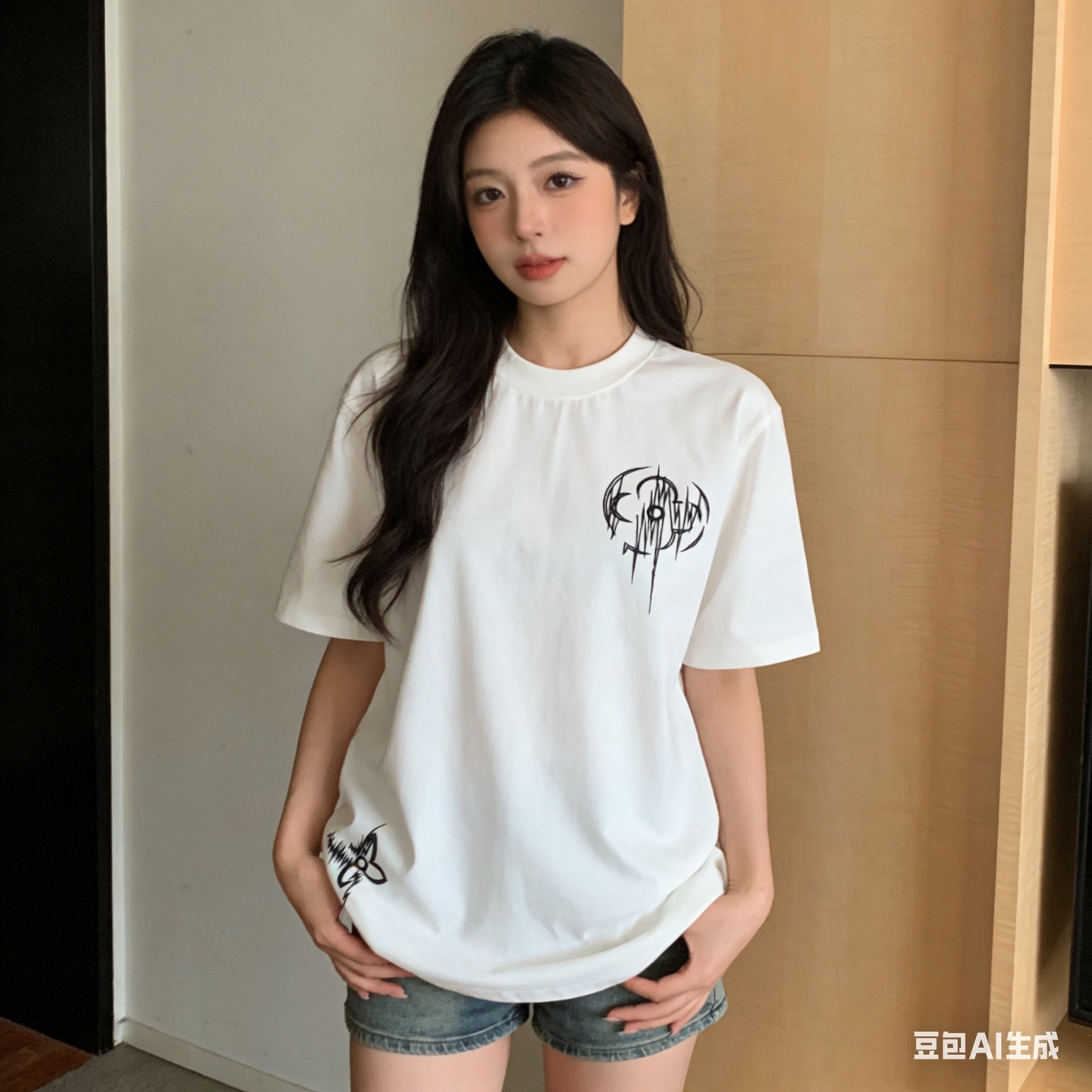LOUIS VUITTON Clover Black White Short Sleeve T-Shirt Style 1