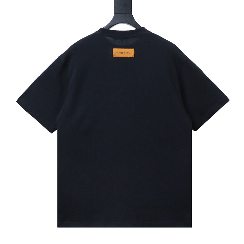 LOUIS VUITTON Clover Letter Graffiti Hand-Drawn Logo Black Short Sleeve T-Shirt