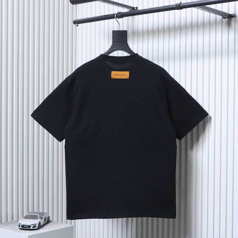LOUIS VUITTON Clover Letter Graffiti Hand-Drawn Logo Black Short Sleeve T-Shirt