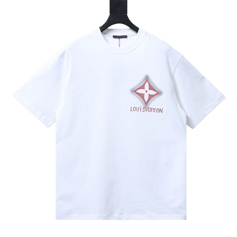 LOUIS VUITTON Clover Letter Graffiti Hand-Drawn Logo White Short Sleeve T-Shirt