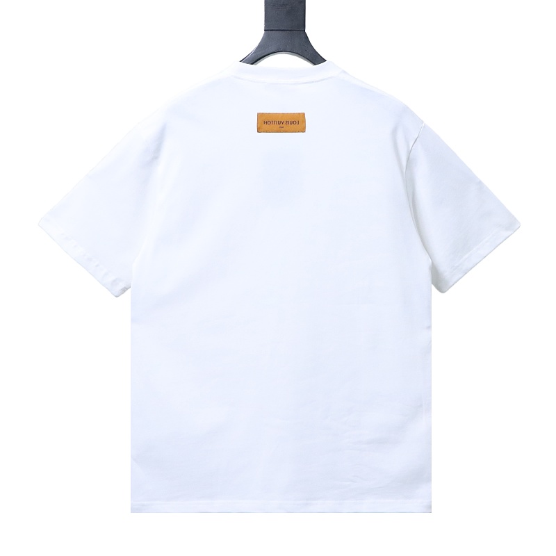 LOUIS VUITTON Clover Letter Graffiti Hand-Drawn Logo White Short Sleeve T-Shirt