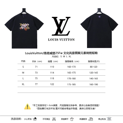LOUIS VUITTON Cultural Landscape Pattern Embroidery Black White Short Sleeve T-Shirt 02