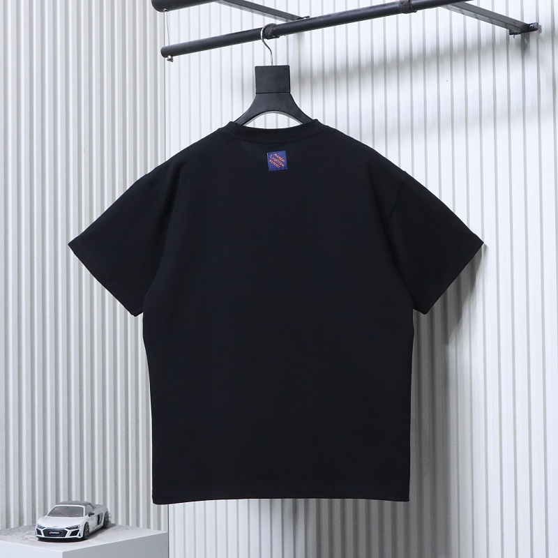 LOUIS VUITTON Cultural Landscape Pattern Embroidery Black White Short Sleeve T-Shirt