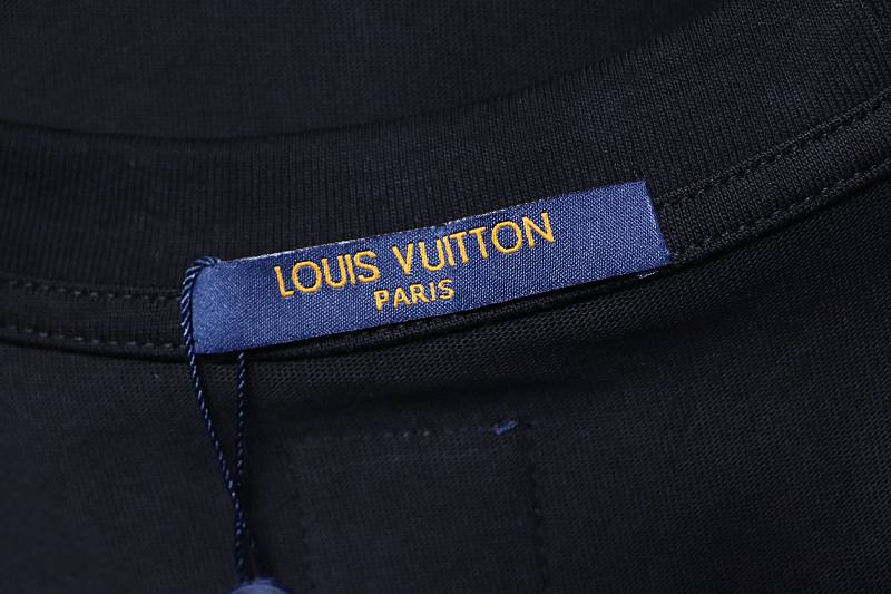 LOUIS VUITTON Cultural Landscape Pattern Embroidery Black White Short Sleeve T-Shirt
